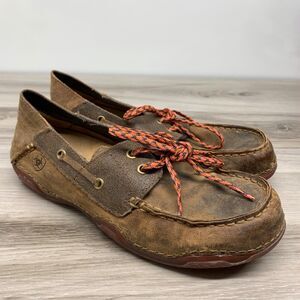 Ariat‎ Boat Deck Shoes Caldwell Brown Leather Moc Toe 4LR Comfort  Womens 6.5 B